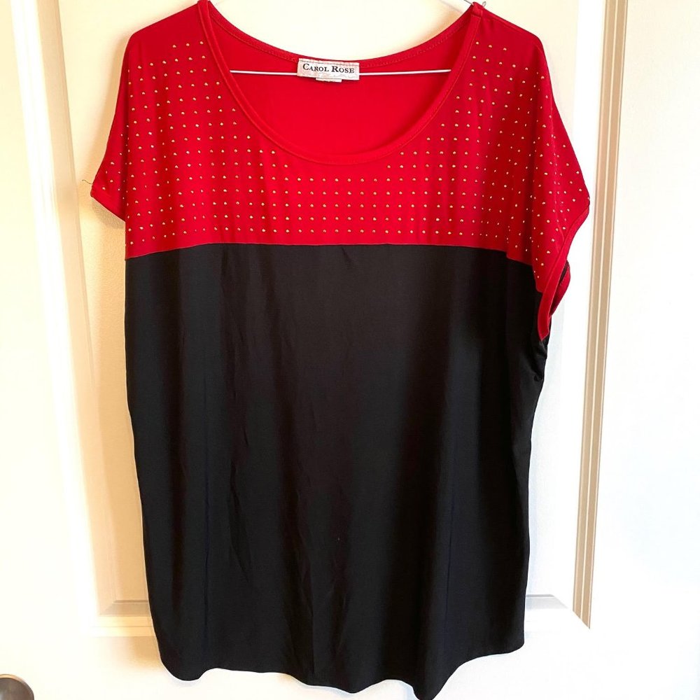Red color-blocked top
